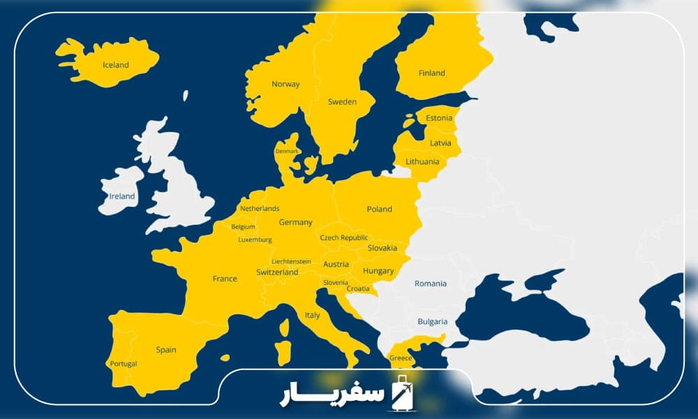 حوزه های مجاز برای سفر با ویزا شینگن