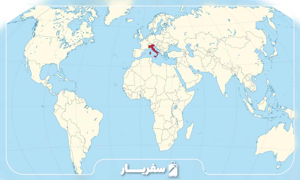 ایتالیا بر روی نقشه جغرافیا